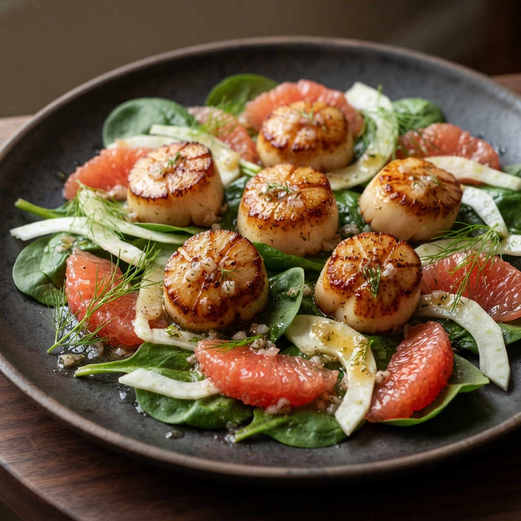 Pan-Seared Scallops with Grapefruit and Fennel Salad