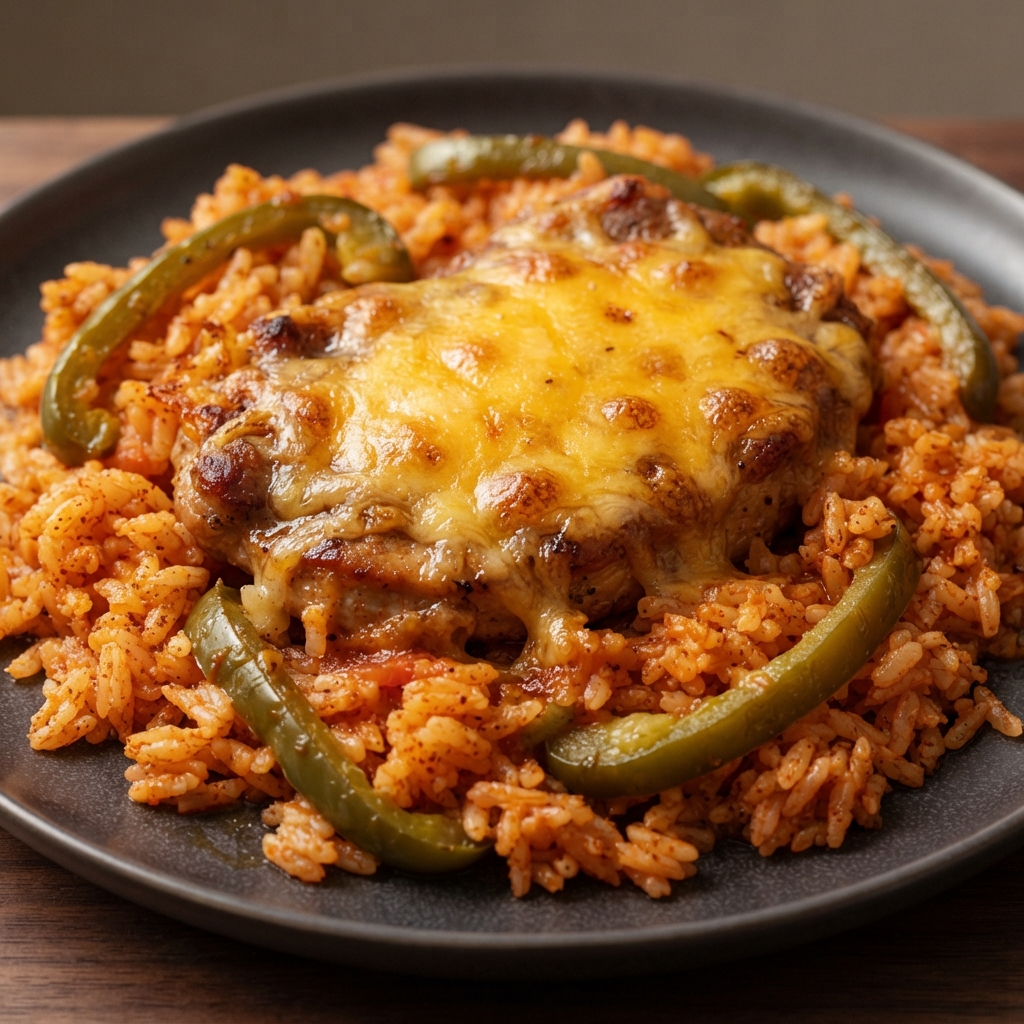 Mexican-Style Baked Pork Chops with Cheesy Rice