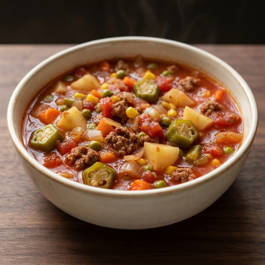 Crockpot Vegetable-Beef Soup with Okra