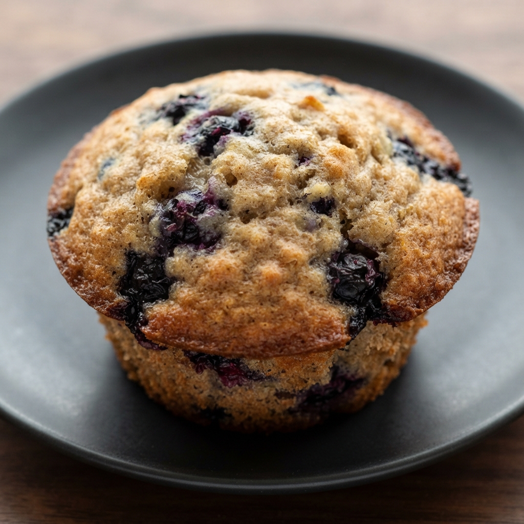Whole Wheat Banana–Blueberry Muffins
