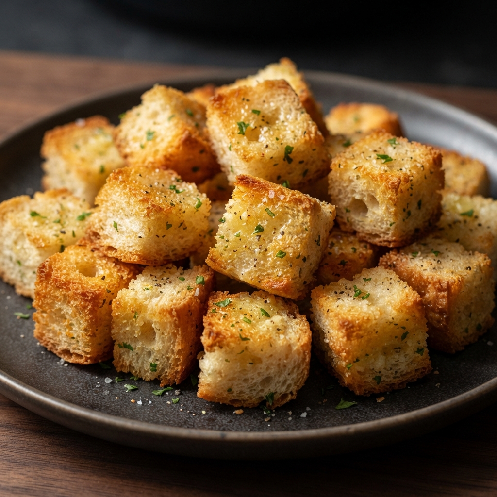 Air Fryer Butter-Garlic Croutons