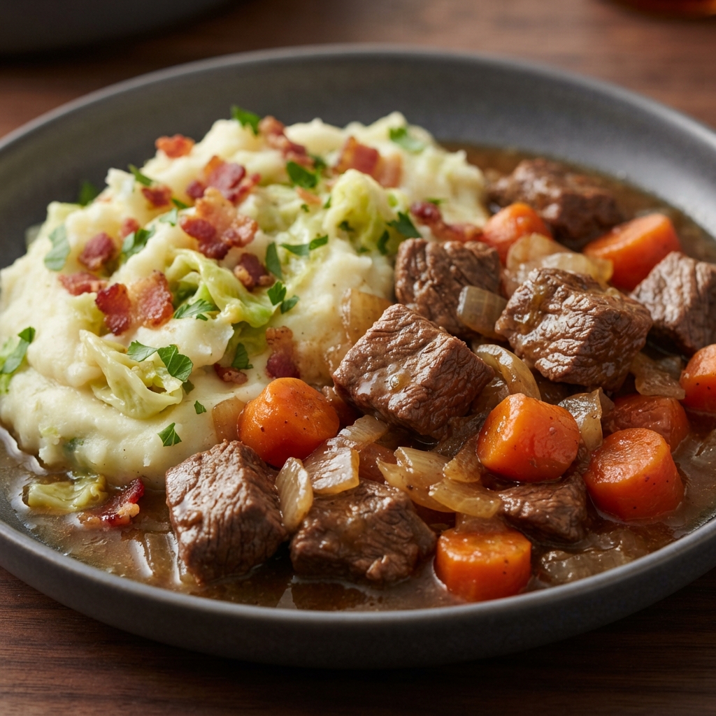 Beer-Braised Irish Stew with Colcannon Mash