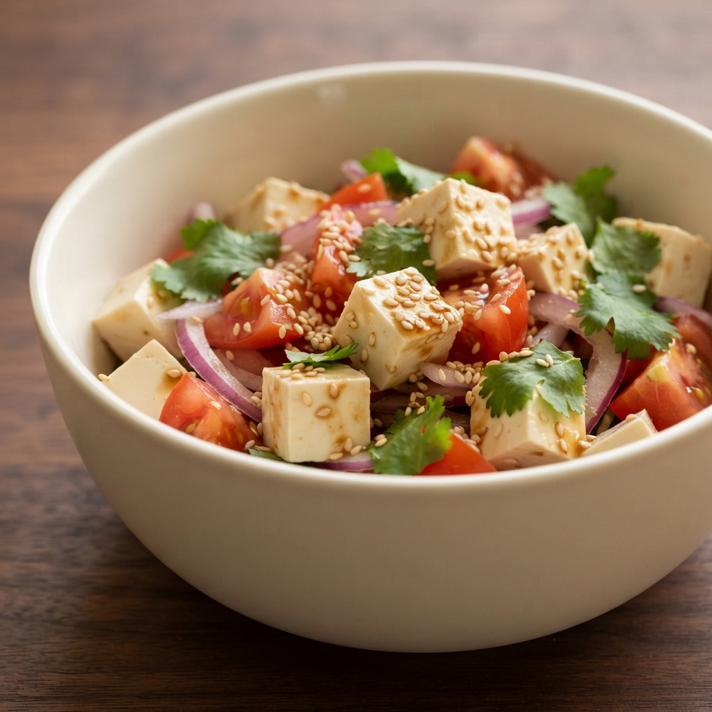 Tofu Salad with Japanese-Style Sesame Soy Dressing