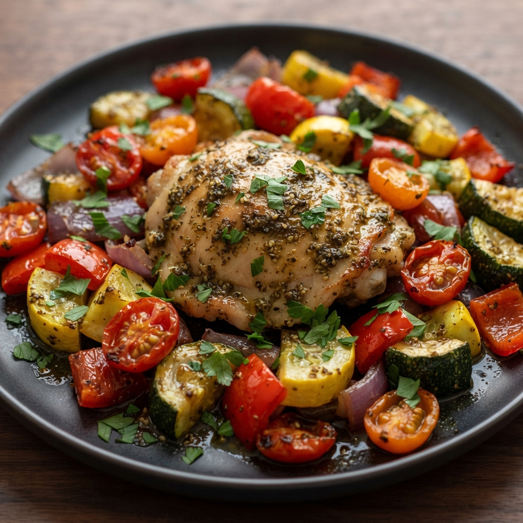Roasted Za'atar Chicken Thighs with Sheet-Pan Vegetables