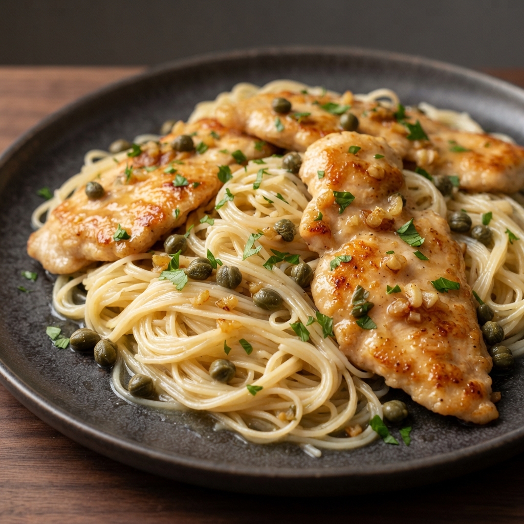 Chicken Piccata with Angel Hair Pasta
