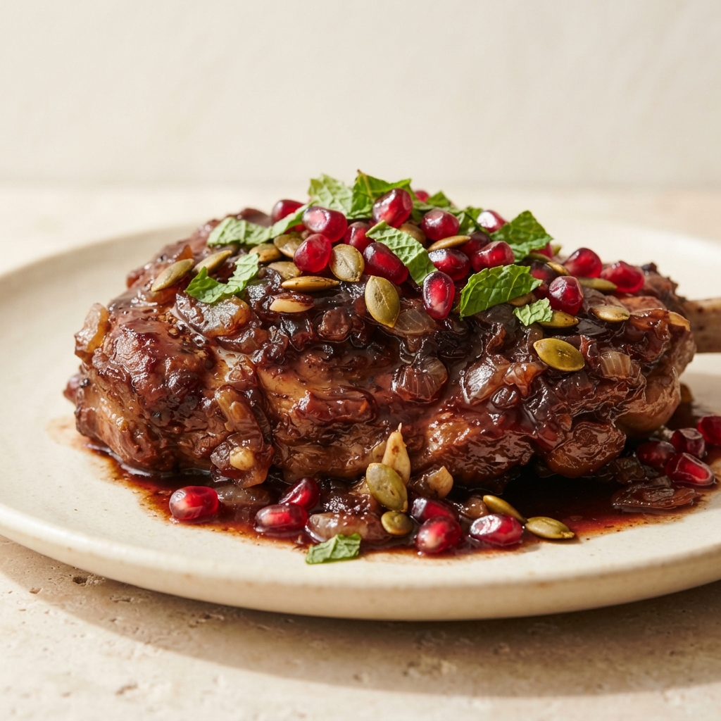 Pomegranate-Braised Lamb Shoulder Chops