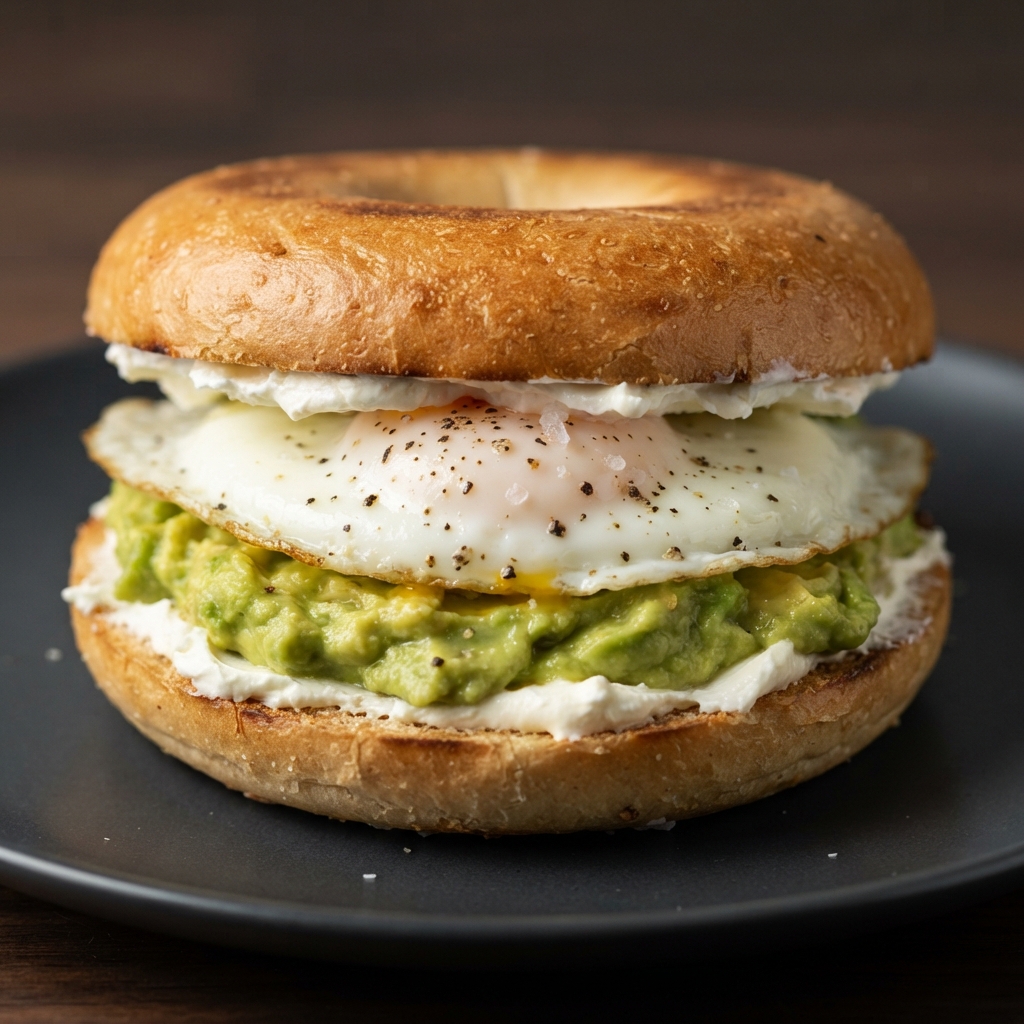 Egg and Avocado Bagel Sandwich