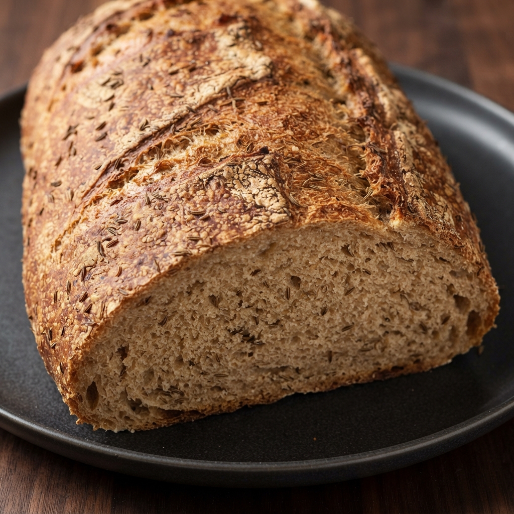No-Knead Caraway Rye Loaf (Dutch Oven)