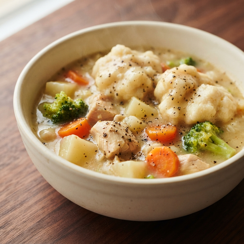 Mom's Slow Cooker Chicken with Bisquick Dumplings