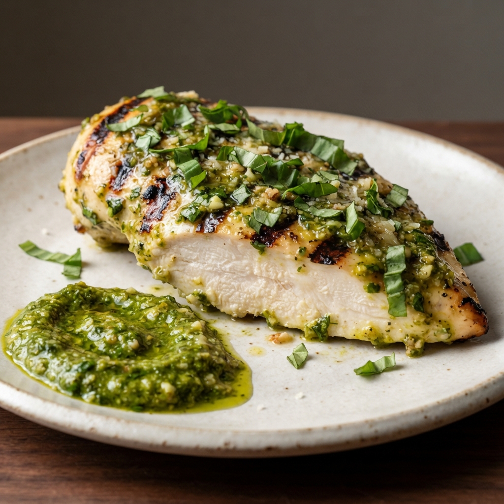 Grilled Chicken with Bold Garlic-Basil Pesto