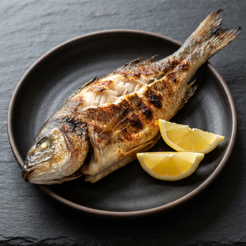 Charcoal-Grilled Whole Branzino