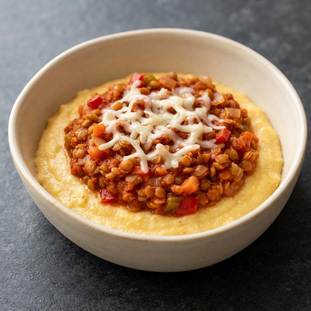 Plant-Based Polenta with Lentil-TVP Ragù