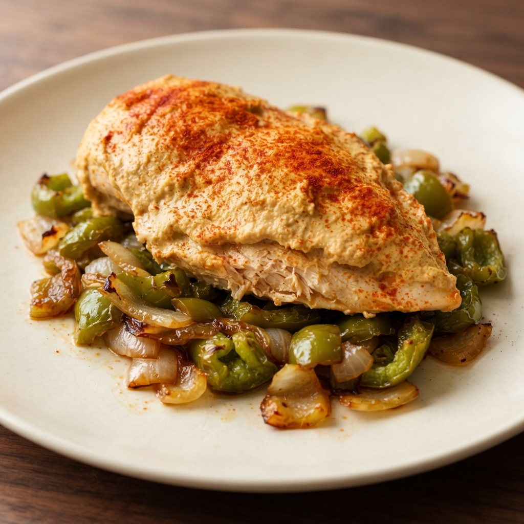 Lemon-Paprika Hummus Baked Chicken