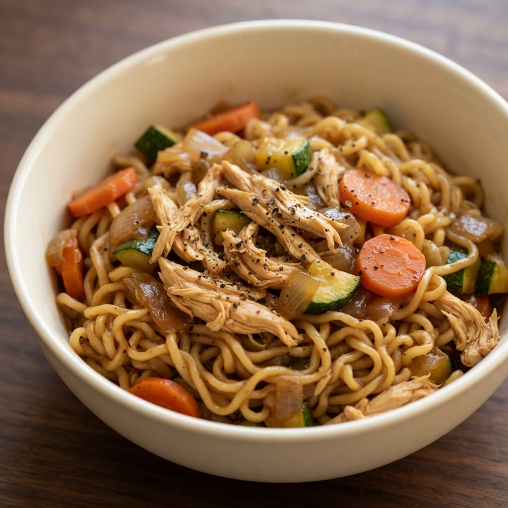 Easy Ramen with Chicken and Teriyaki Sauce