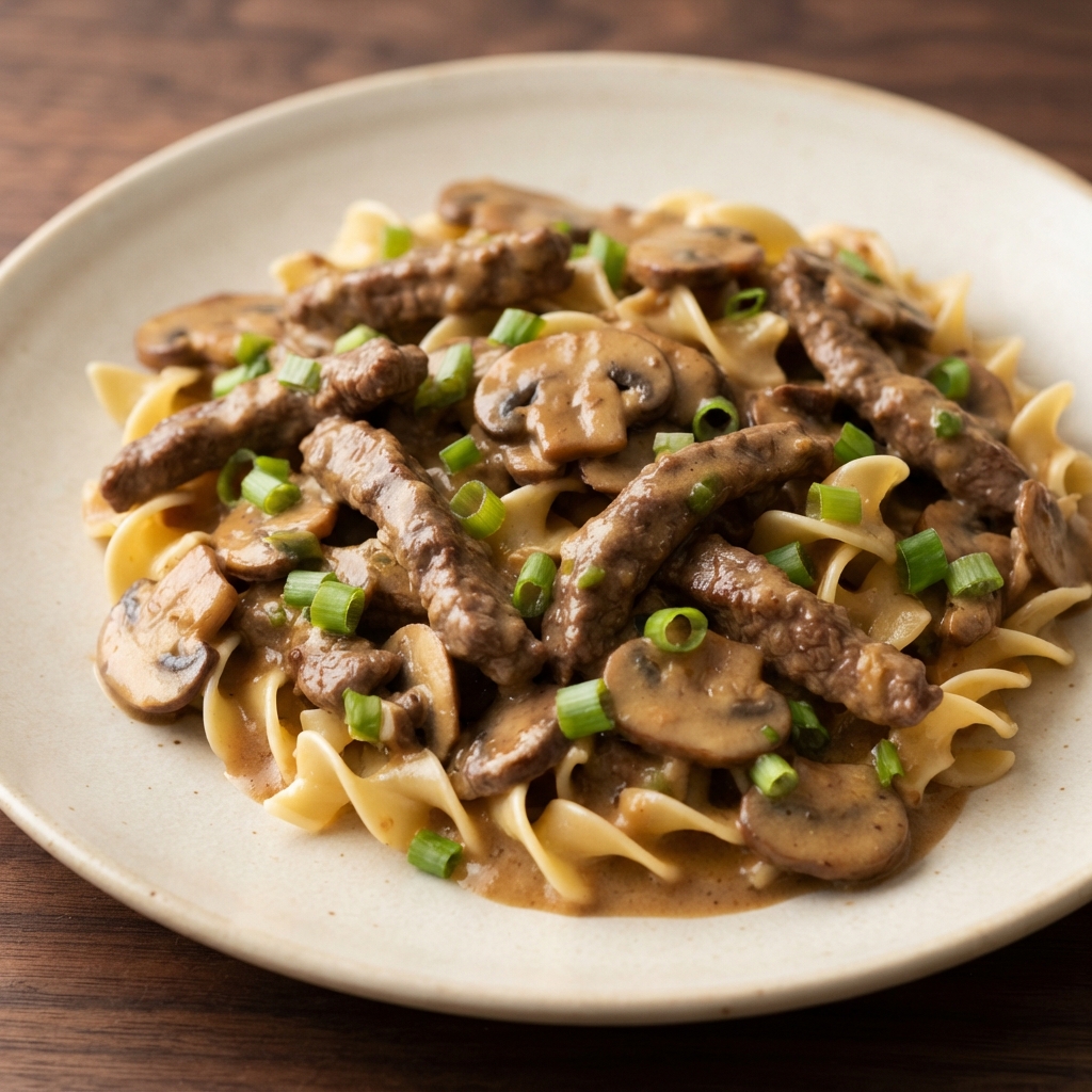 Creamy Beef Stroganoff with Mushrooms