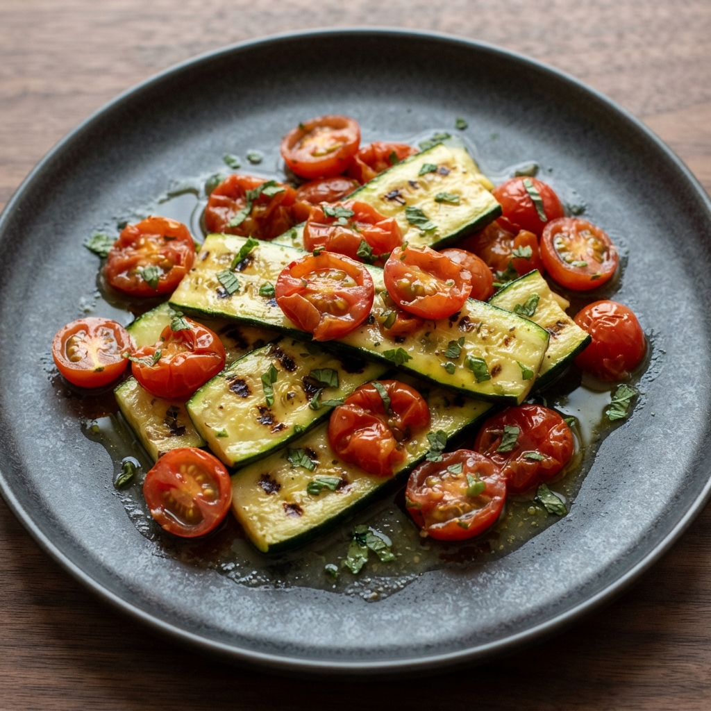 Charred Zucchini with Tomatoes and Fresh Mint