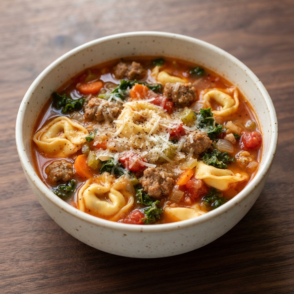 Crockpot Tortellini Soup with Italian Sausage