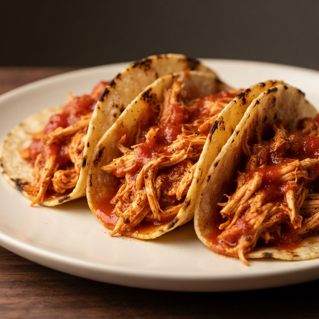 Tomato-Braised Shredded Chicken Tacos