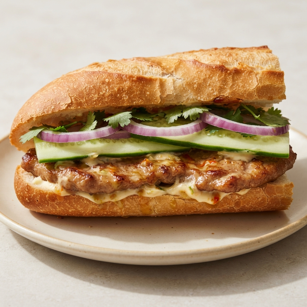 Vietnamese Pork Bánh Mì Sandwich