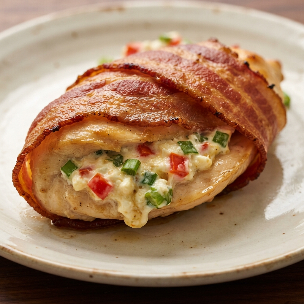 Bacon-Wrapped Cream Cheese–Stuffed Chicken Breasts