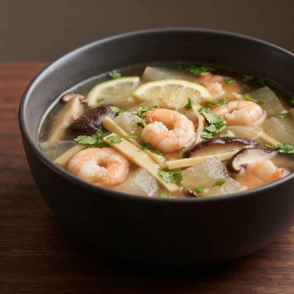 Winter Melon Soup with Shrimp and Shiitake