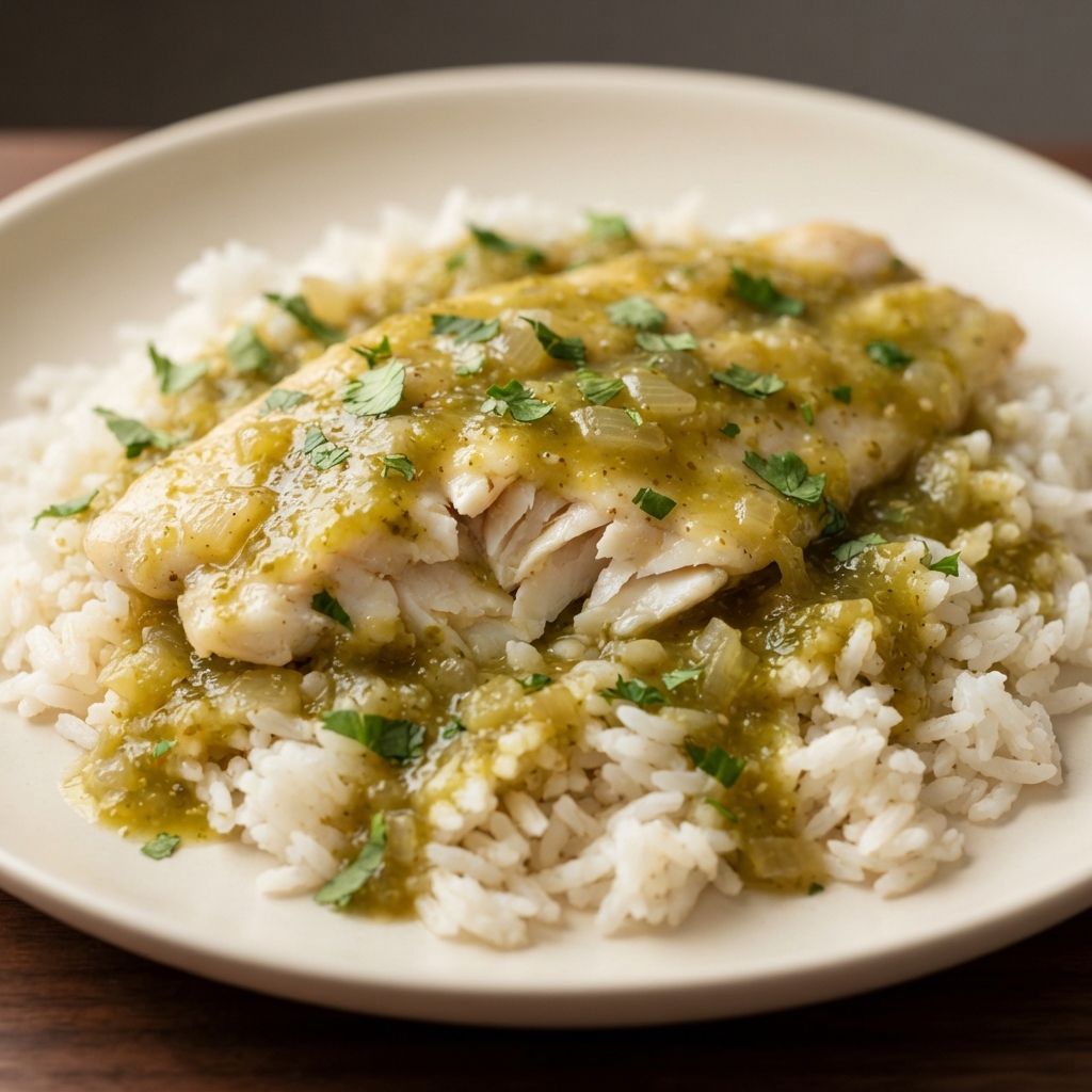 Tomatillo-Smothered Basa Fillets