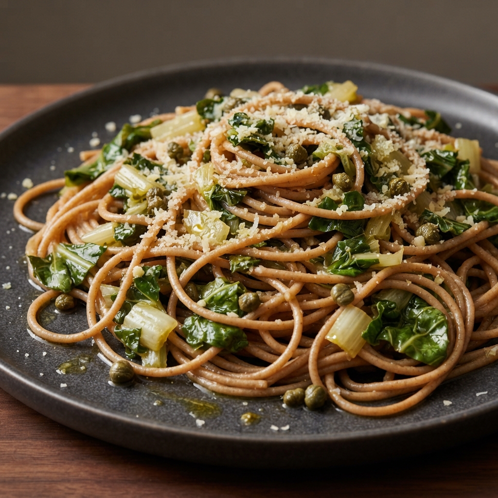 Whole-Wheat Spaghetti with Swiss Chard