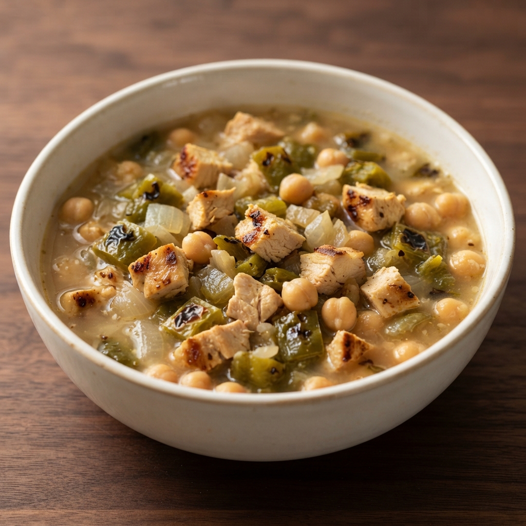 Hatch Chile White Chicken Chili with Grilled Thighs
