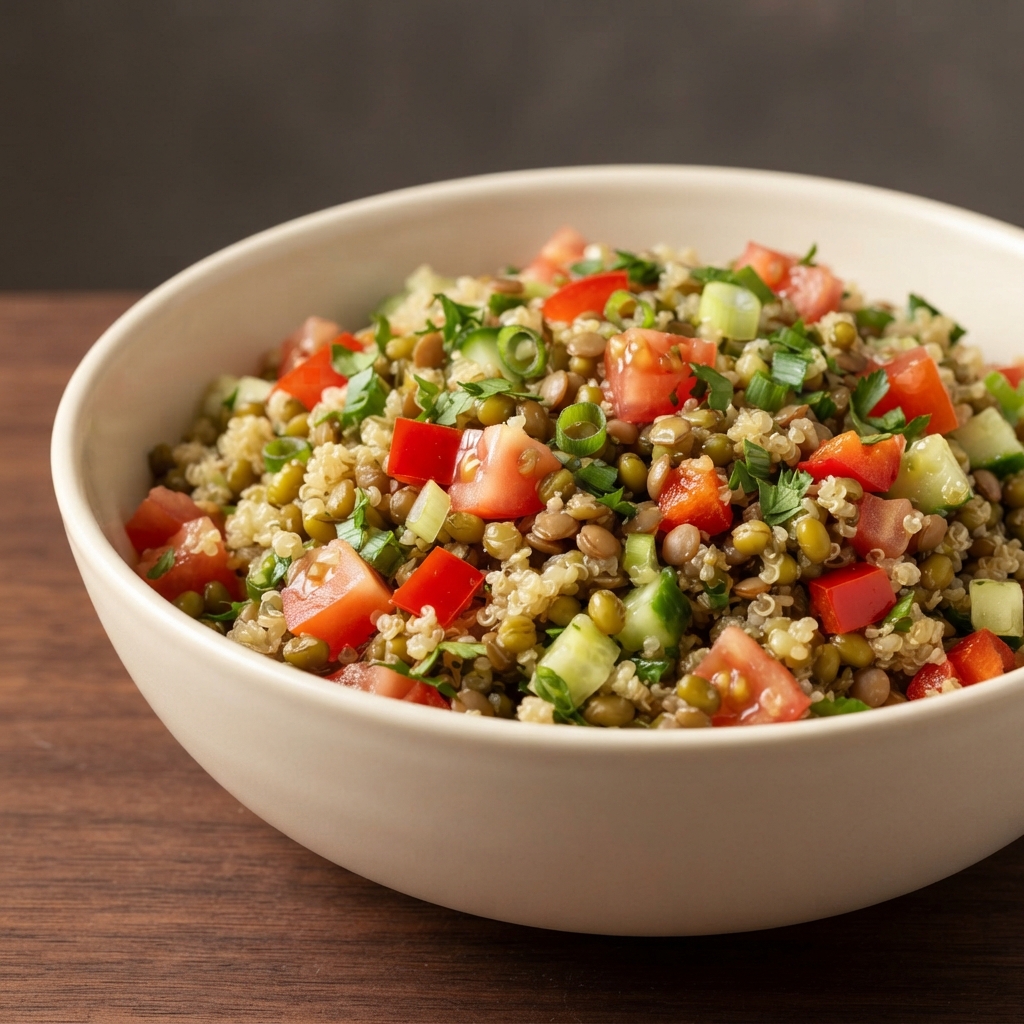 Quinoa, Lentil, and Mung Bean Veggie Salad