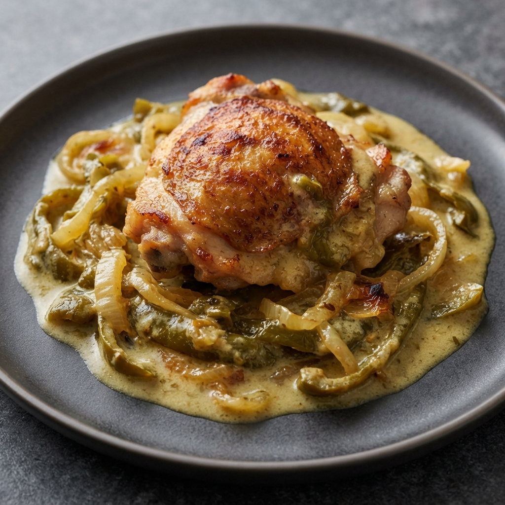 Oven-Baked Chicken Thighs with Hatch Chile Cream
