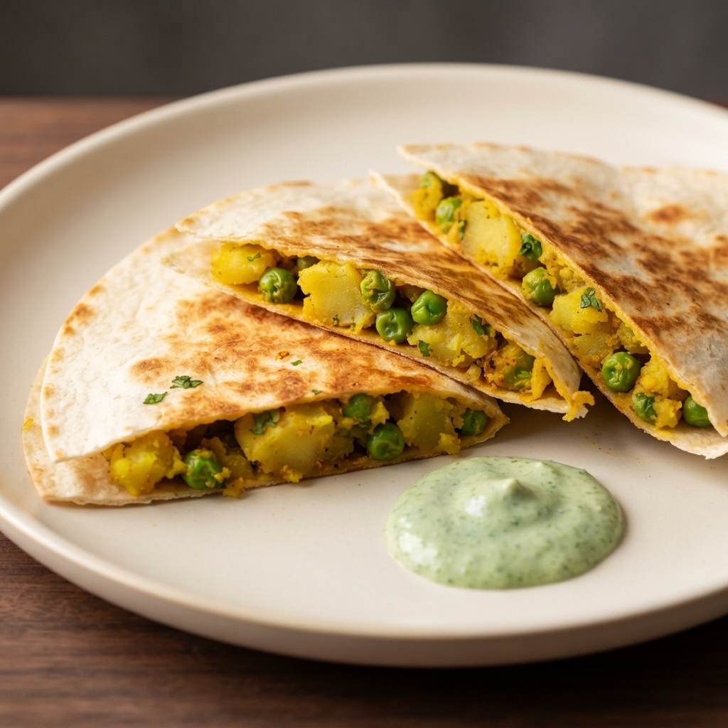 Samosadilla: Spiced Samosa-Inspired Quesadilla
