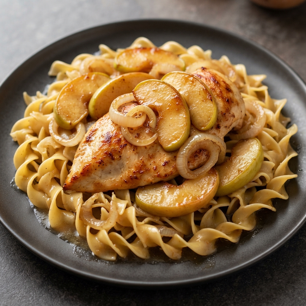 Cider-Glazed Chicken over Noodles with Apples