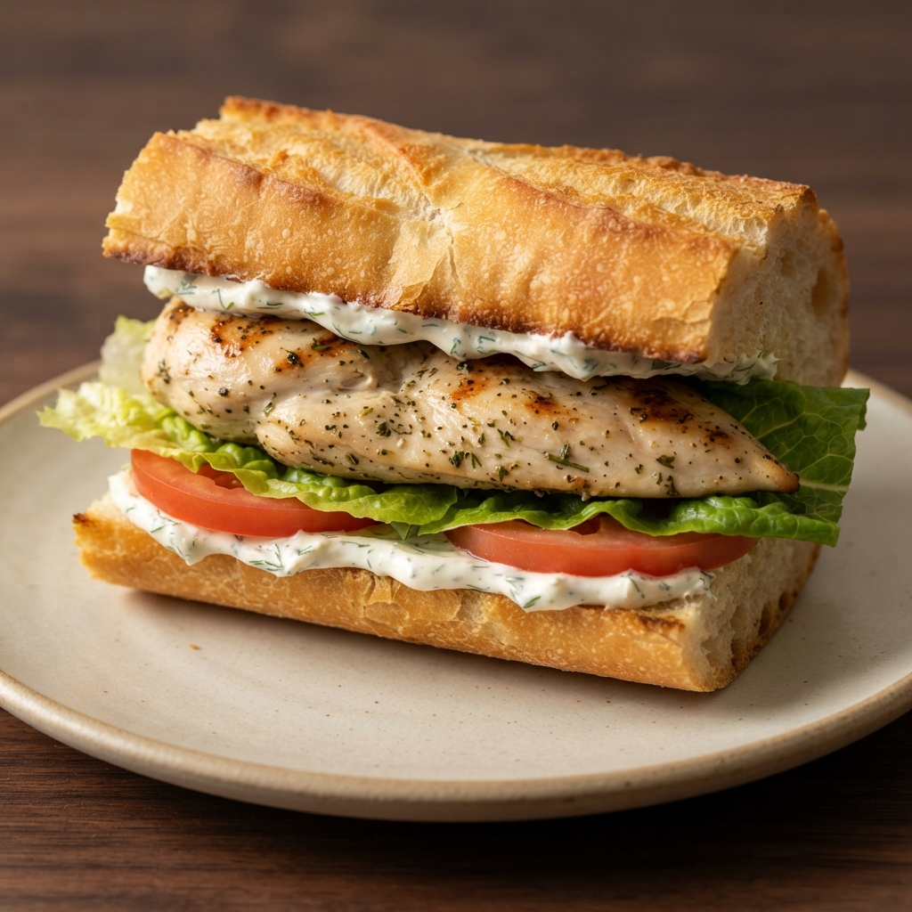 Summertime Chicken Sandwich on French Bread