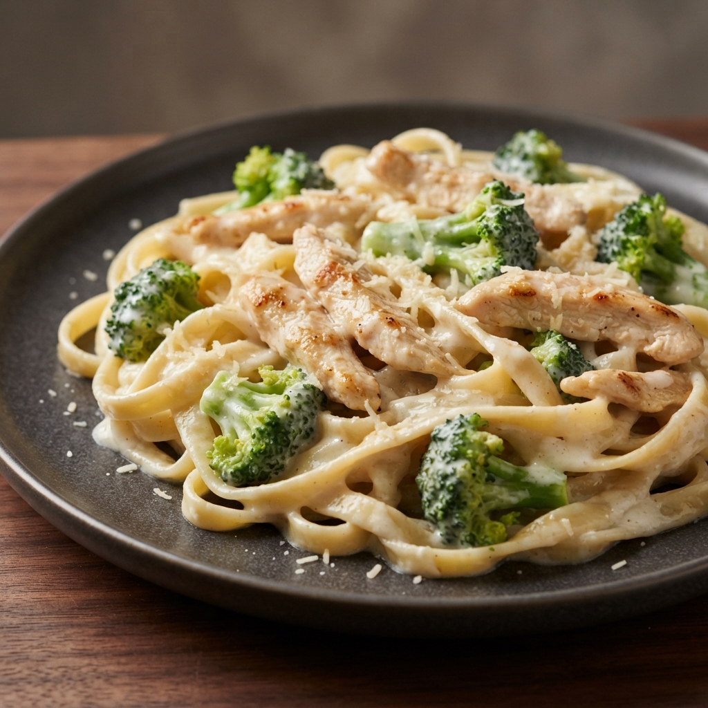 Fettuccine Alfredo with Chicken and Broccoli