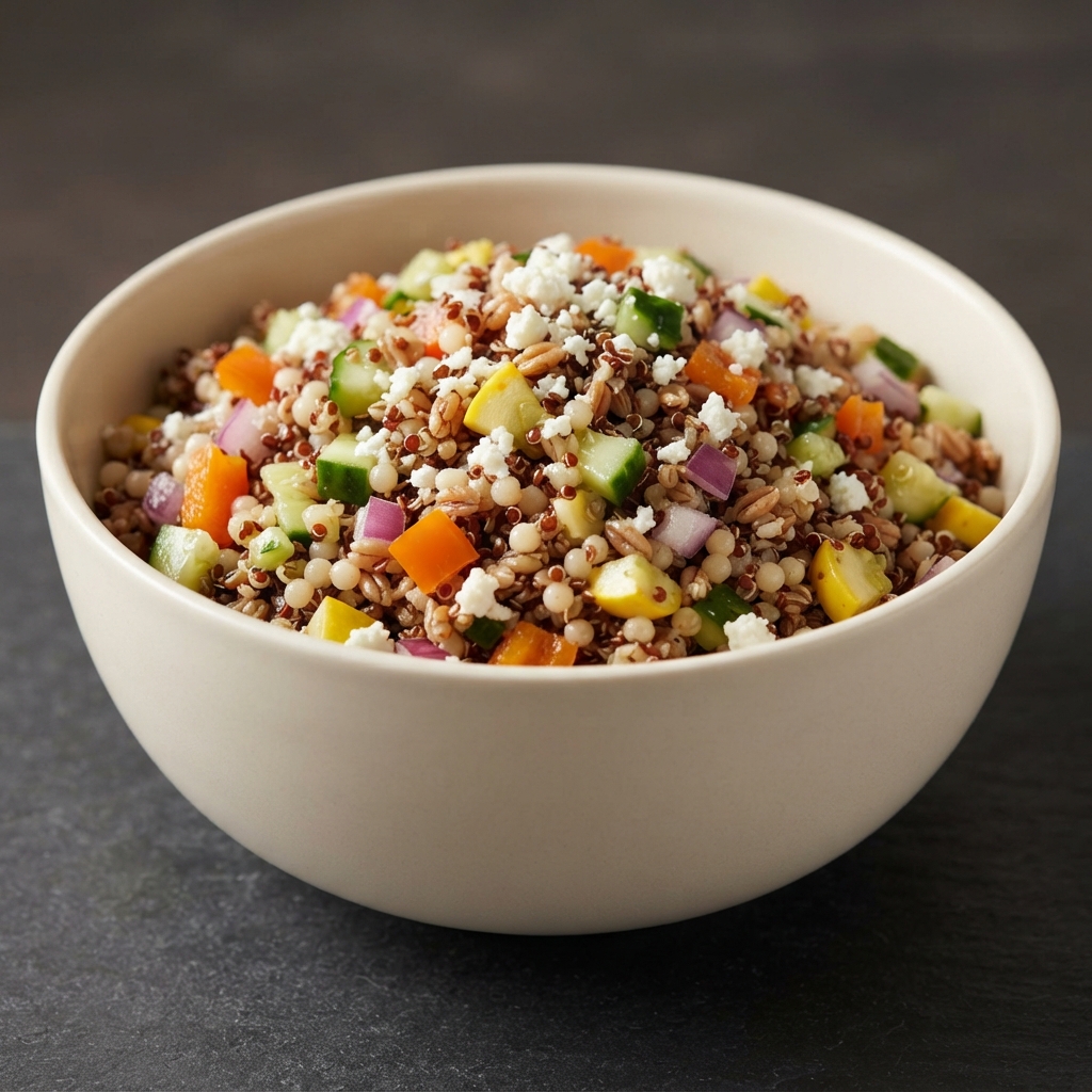 Quinoa, Couscous, and Farro Salad with Summer Vegetables