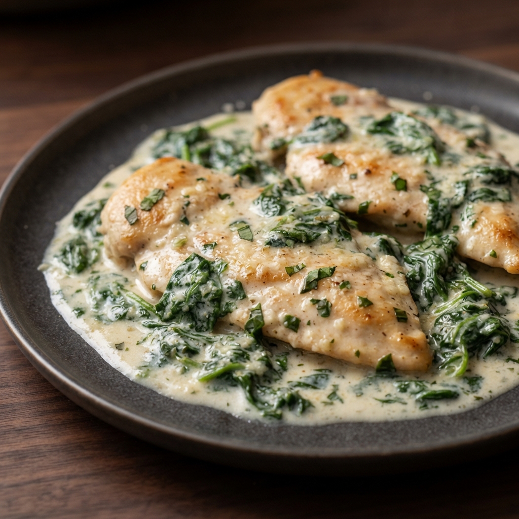 Creamy Chicken Florentine with Spinach and Basil