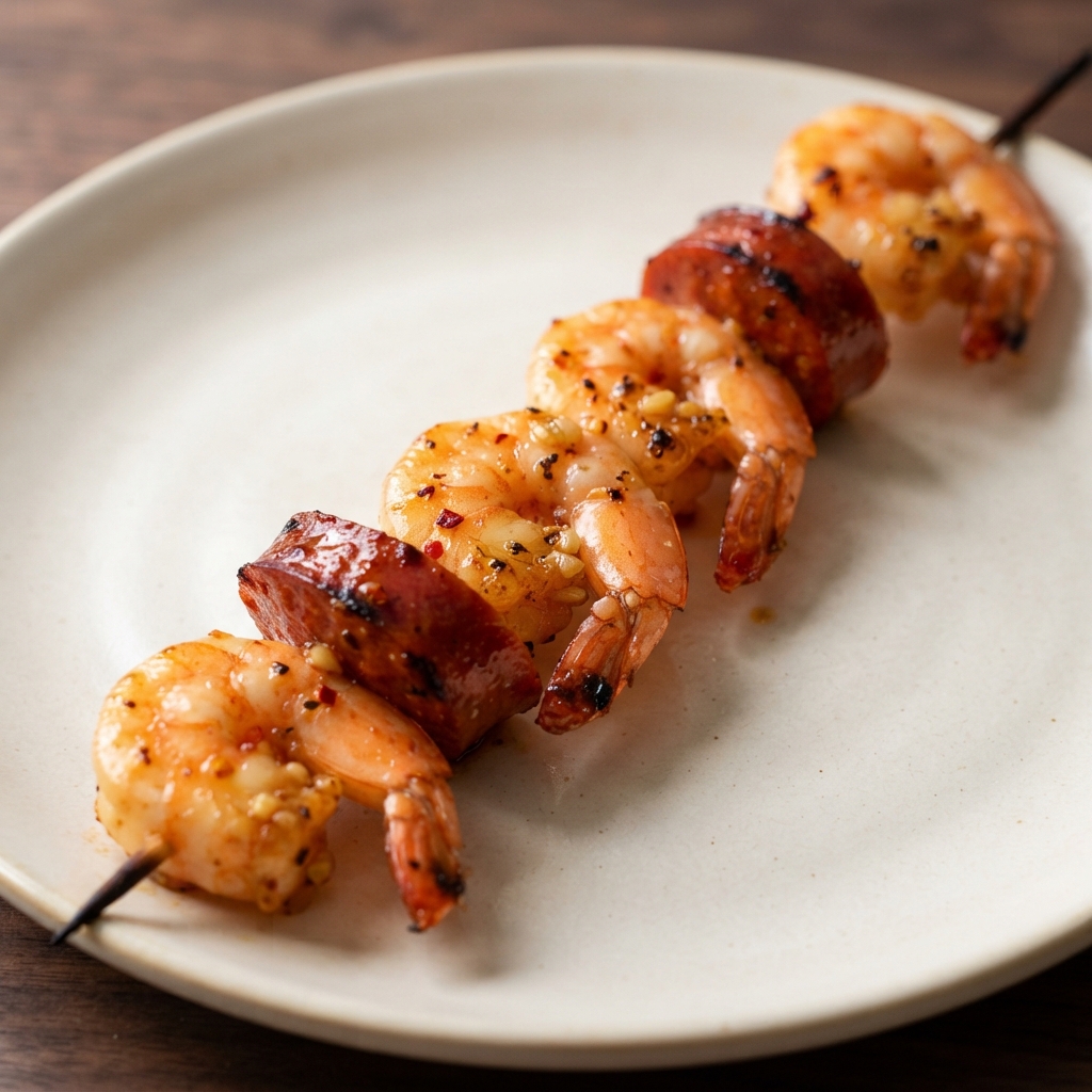 Sweet-Heat Shrimp and Chouriço Skewers