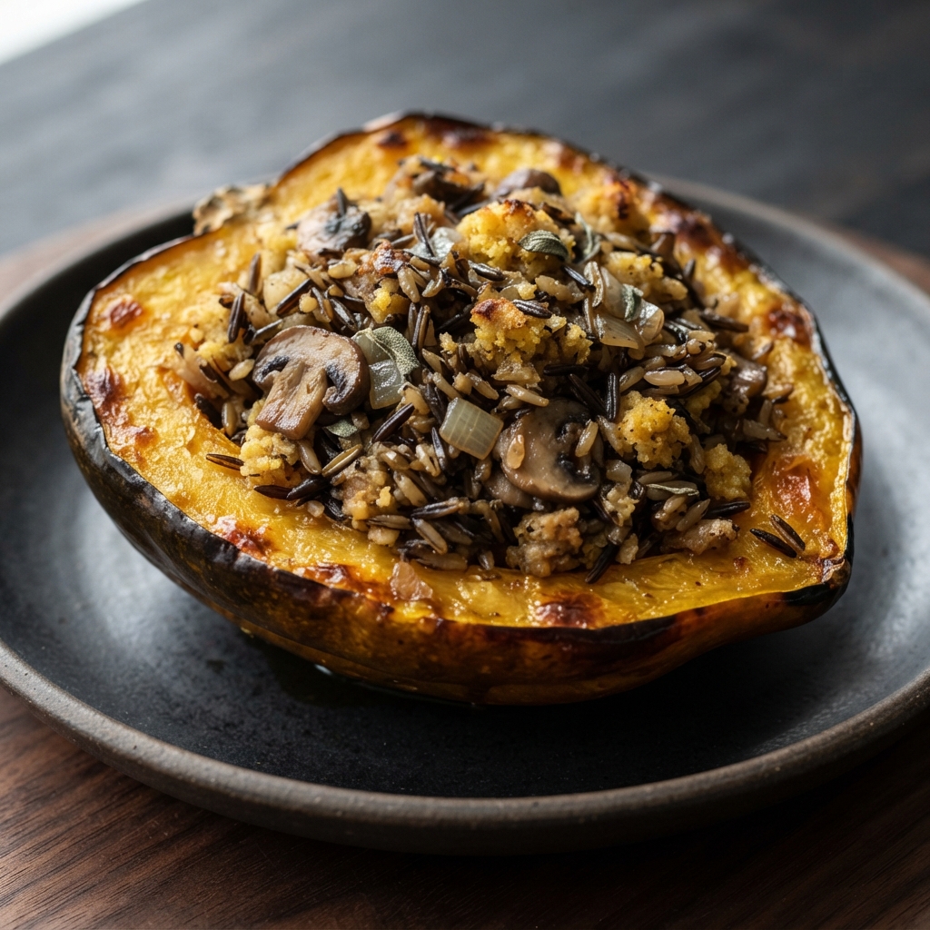 Acorn Squash Filled with Wild Rice Stuffing