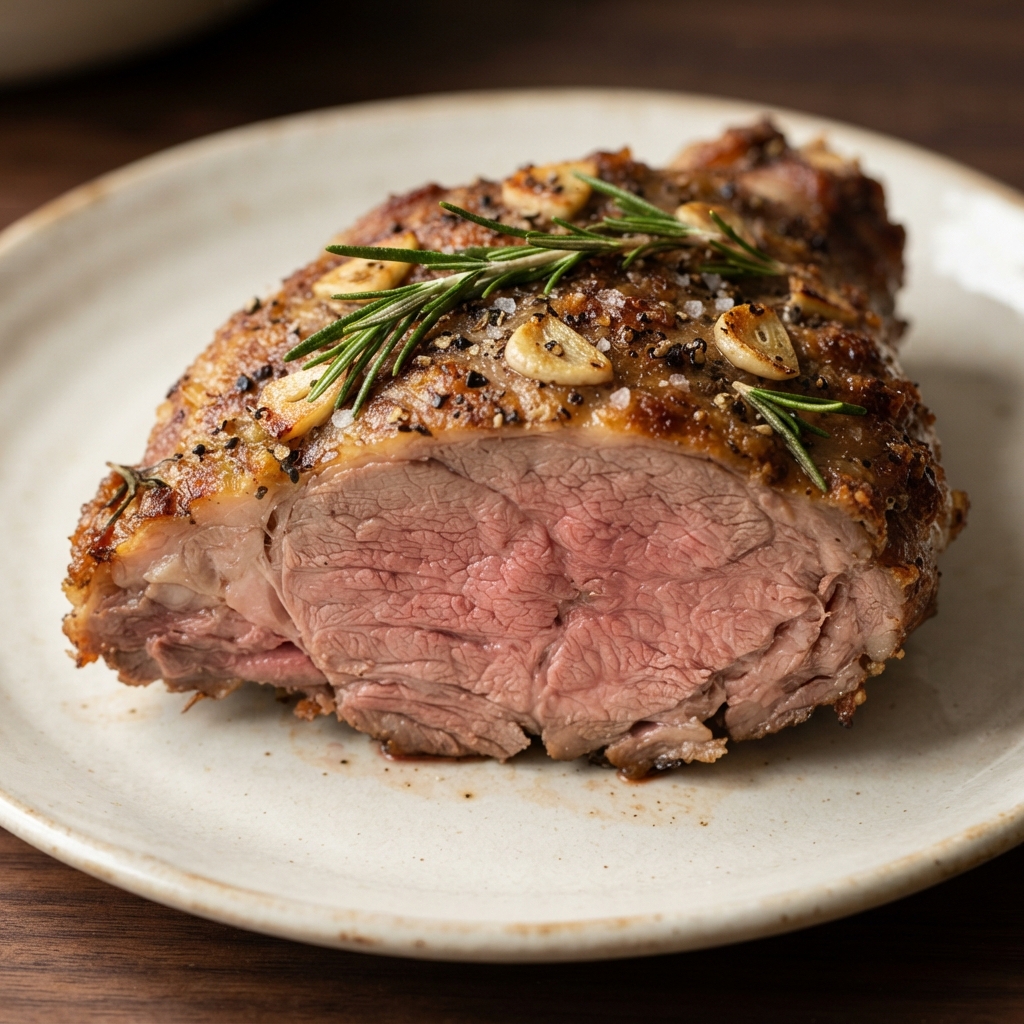 Garlic-Studded Roast Leg of Lamb with Rosemary