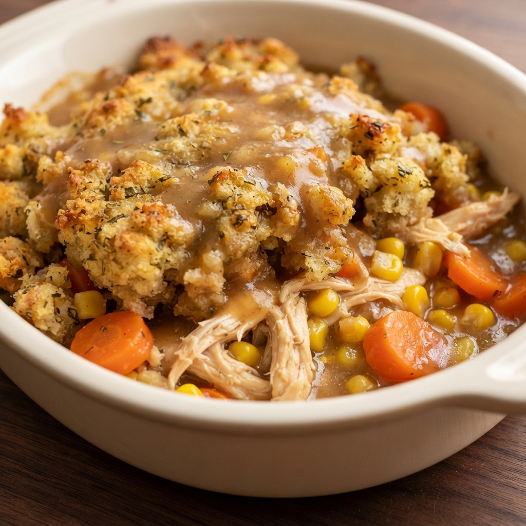 Chicken and Stuffing Gravy Casserole