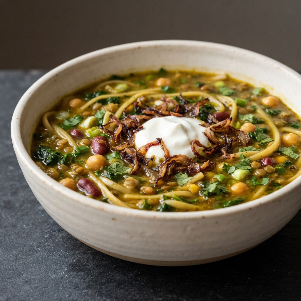 Ash Reshteh: Persian Herb, Noodle, and Bean Soup