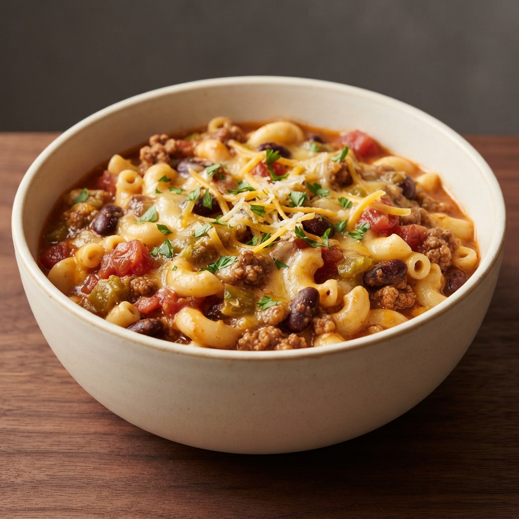 One-Pot Cheesy Chili Mac