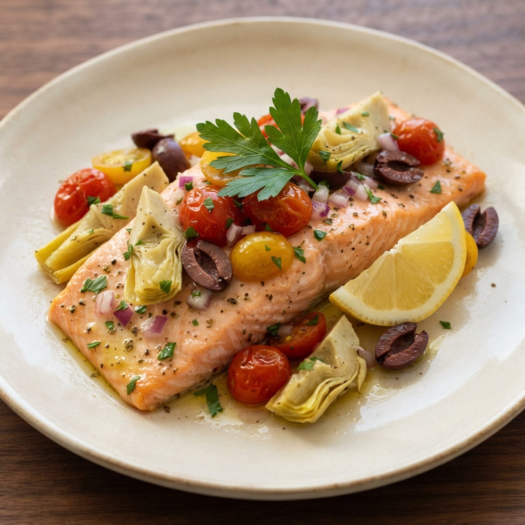 Mediterranean Salmon Baked in Foil