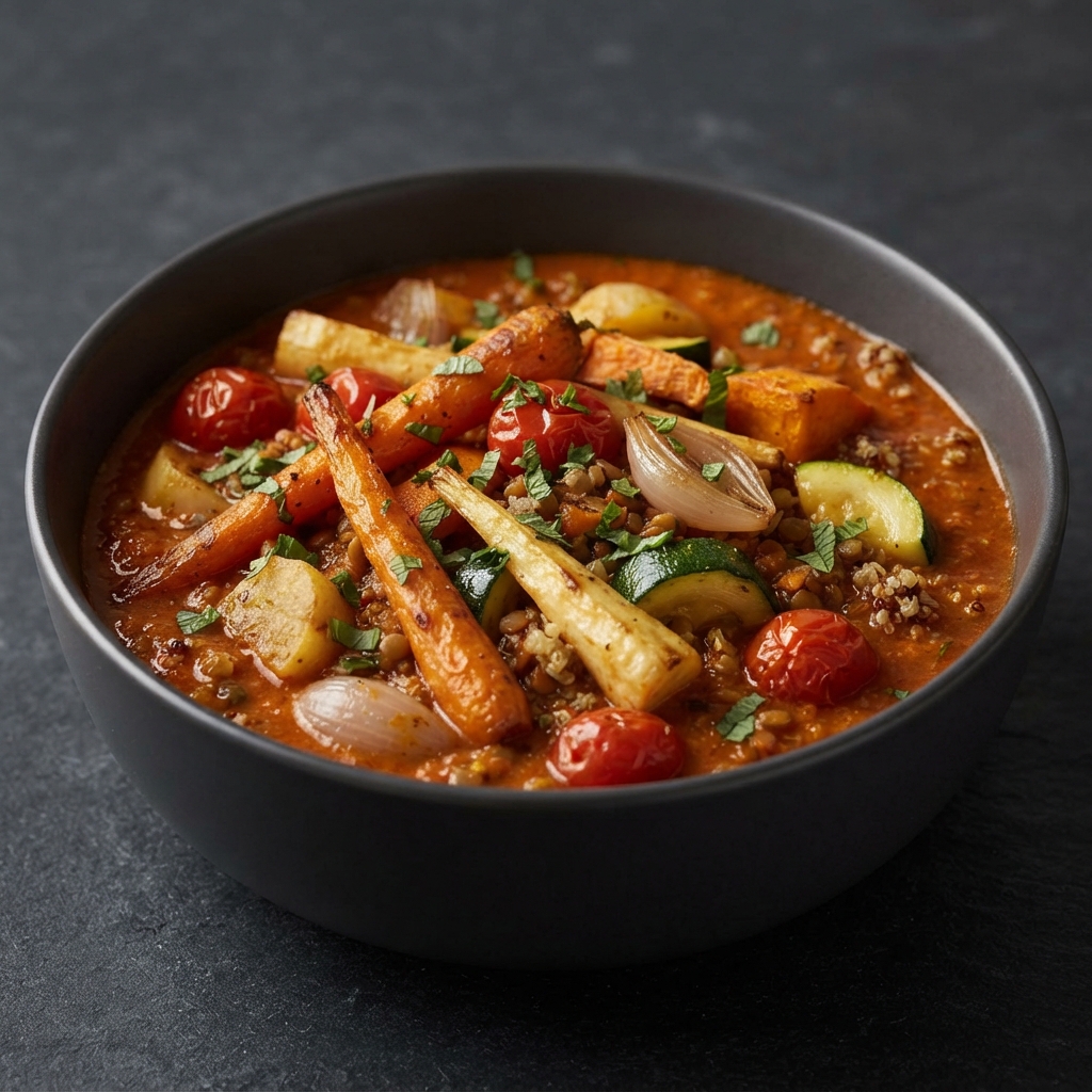 Roasted Root Veggie Stew with Tandoori Spice