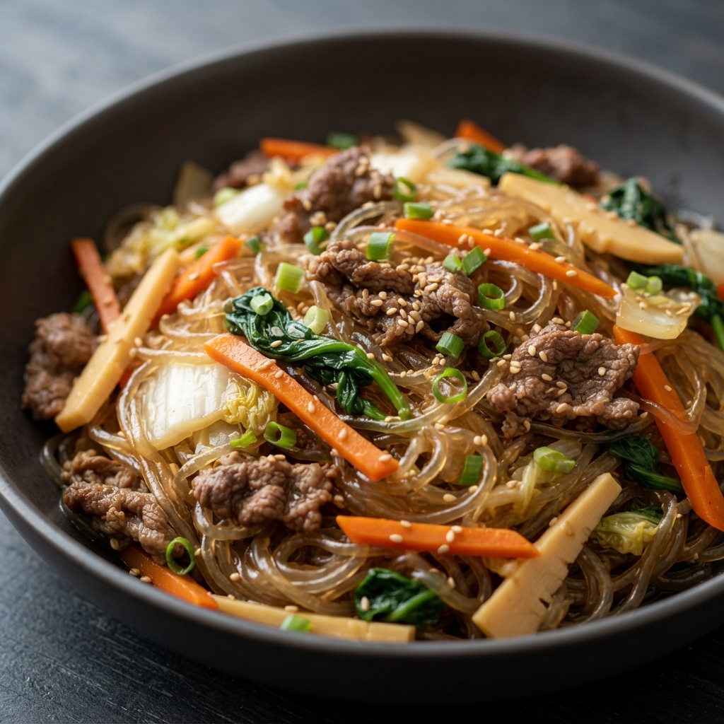 Korean Glass Noodle Stir-Fry (Chap Chee)