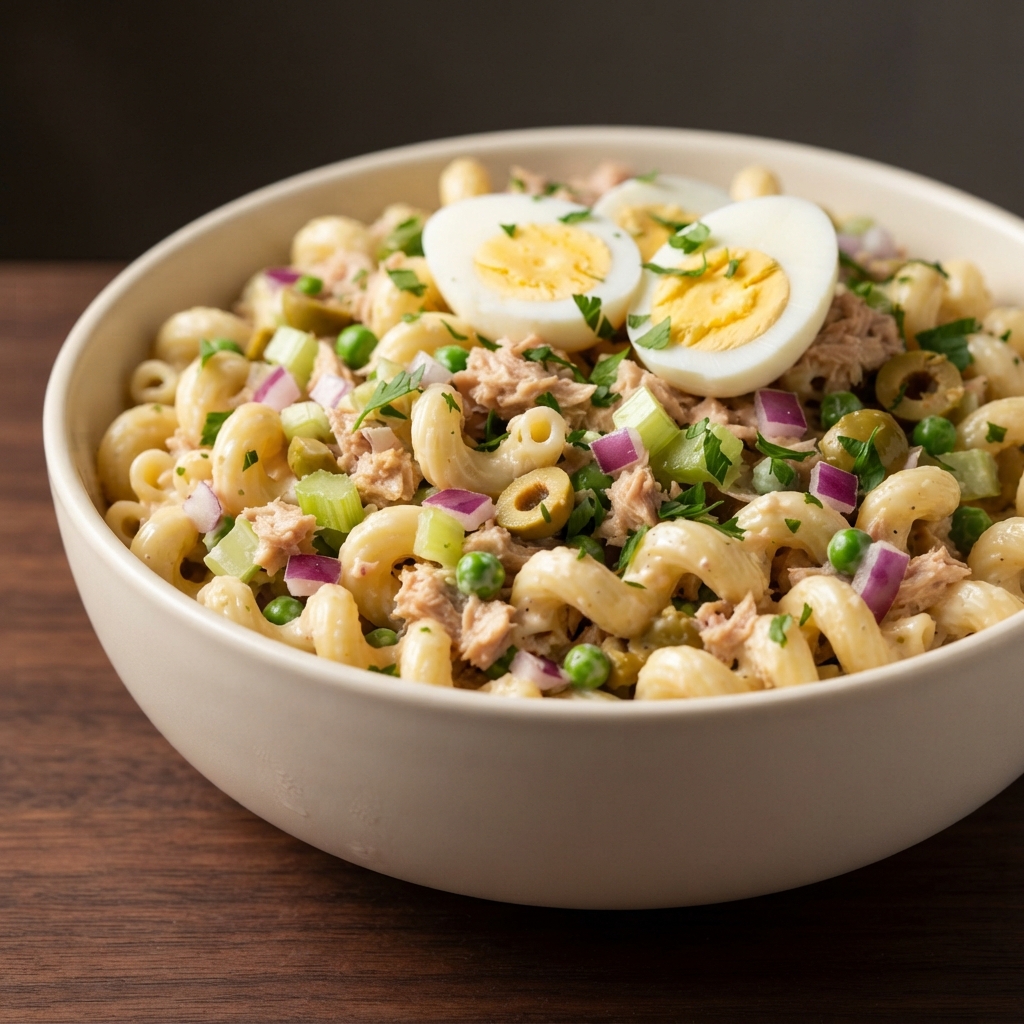 Creamy Tuna Cavatappi Pasta Salad