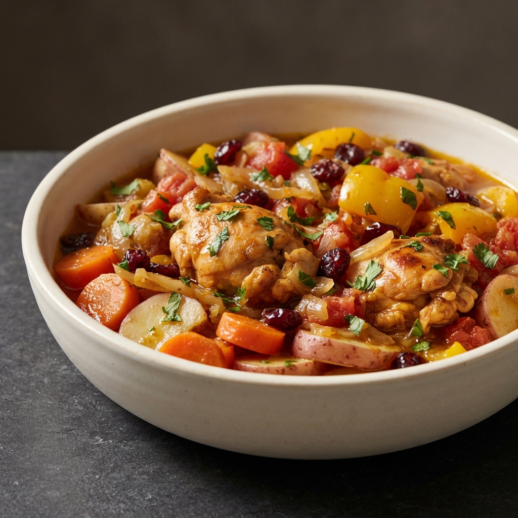 Moroccan-Style Chicken Tagine with Cranberries