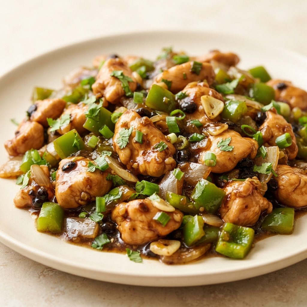 Stir-Fried Chicken and Green Peppers with Black Bean Sauce
