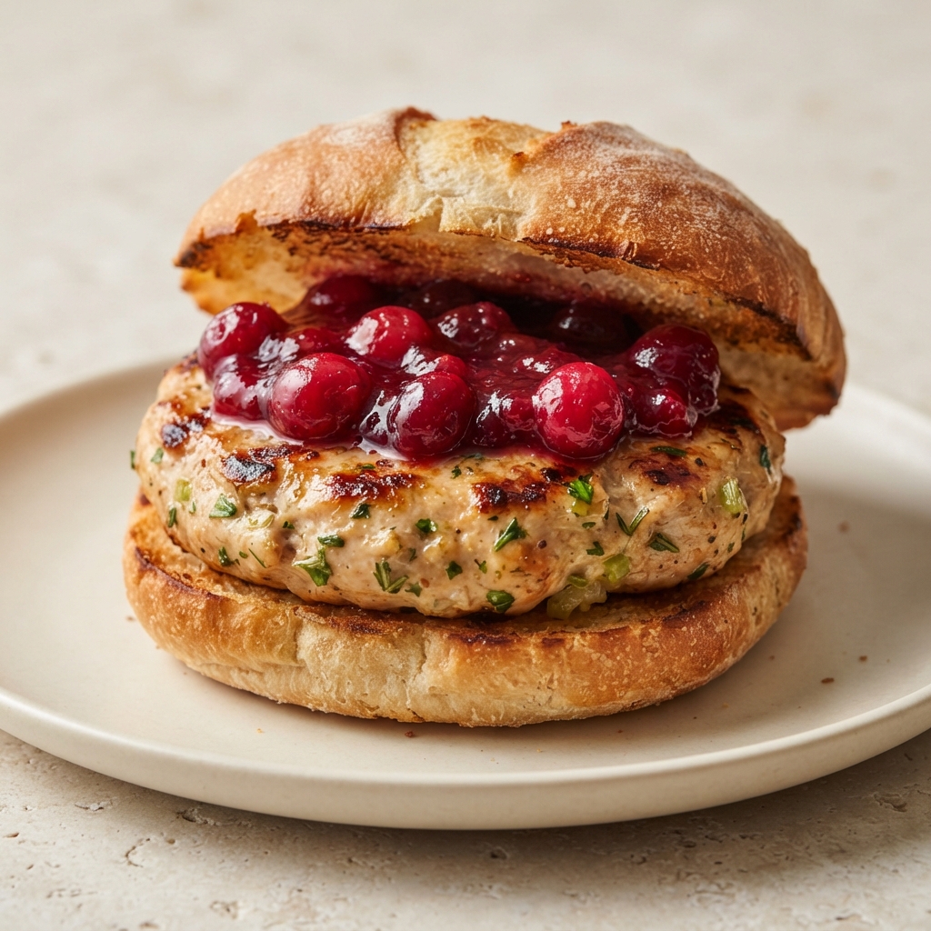 Turkey Burgers with Cranberry–Horseradish Sauce, Grilled