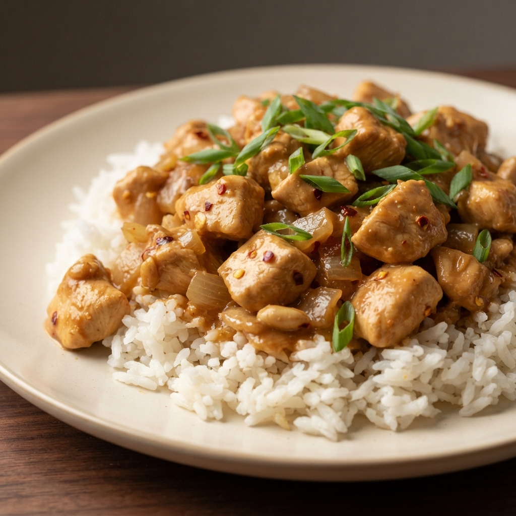 Quick Peanut Butter Chicken with Rice
